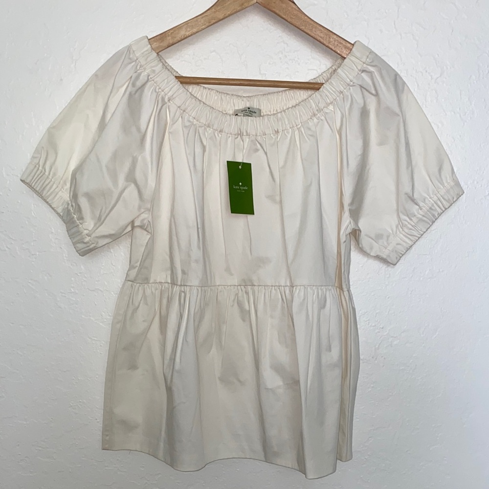 NWT Kate Spate Cotton Sateen Tiered Top, optional off shoulder